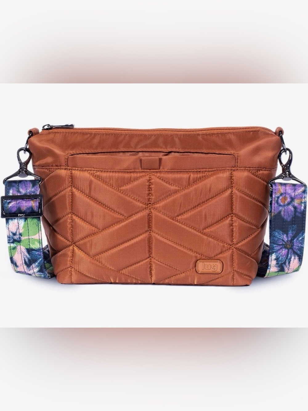 lug Quilted Cosmetic Pouch in Rust Brown